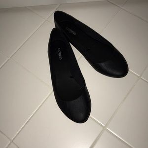 Faux leather black flats